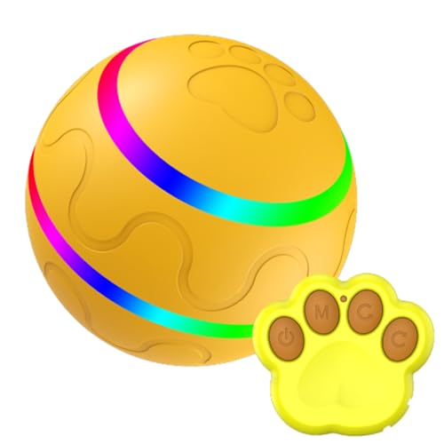 Fycakly Interaktives Hundespielzeug, aktiver Hund mit Fernbedienung, automatisch rollender, hüpfender Hund mit leichtem Spaß und Geschenk Indoor Katzenspielzeug (Yellow, A) von Fycakly