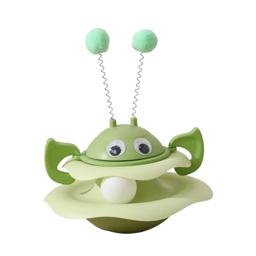 Fycakly Interaktives Katzenspielzeug-Set, Tumbler-Design, Federstab und Spur bringen (dauerhafte Langeweile bei Katzen) Interaktives Haustierspielzeug (Green, 25x20cm) von Fycakly