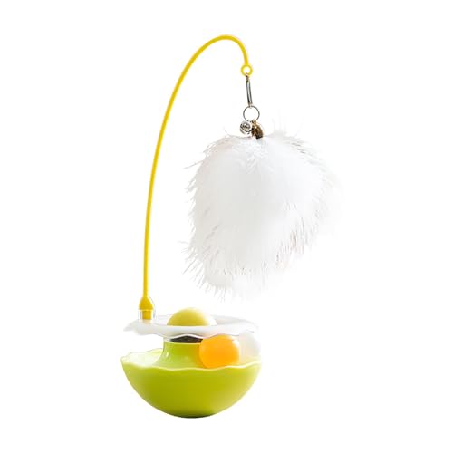 Fycakly Interaktives Katzenspielzeug mit Federn Glockenbahn, für Katzen, Bewegung im Haus, 24,9 cm hoch Plüschtiere für Tiere (Yellow, One Size) von Fycakly
