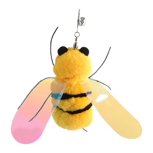 Fycakly Katzenfederstab, Katzenstab, Ersatz-Neckstab, Plüsch, süßes Drohnen-Design, weiche Federspitzen, stärkt die Bindung zwischen Katze und Besitzer Haustierspielzeug Geschenk (Yellow, 6.5cmX3cm) von Fycakly