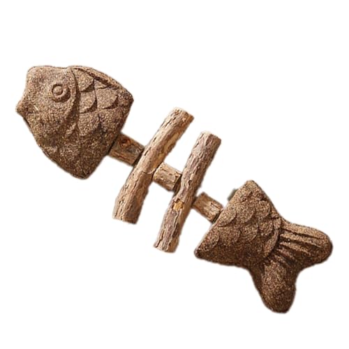Fycakly Katzenspielzeug in Fischgrätenform – Zahnreinigungsstab Holz, Fischgräten-Design, duftend zur Entspannung langlebig (+ gemischte + Frucht-Fischgräte), DREI Arten zur (Coffee, 17.8cmX6.5cm) von Fycakly