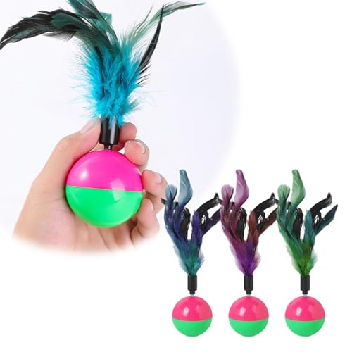 Fycakly Katzenspielzeug mit Federn, robust Kunststoff mit Einer Glocke einem interaktiven Selbstunterhaltungsartefakt Quietschspielzeug Haustiere (Green, 20x5.5x5.5cm) von Fycakly