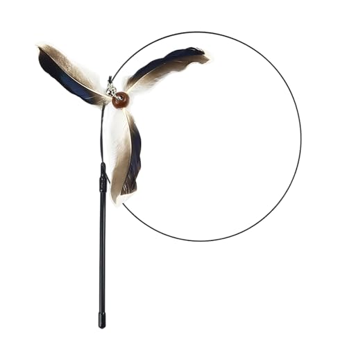Fycakly Kauspielzeug Welpe Interaktiver Katzenspielzeugstab mit langem Stab und austauschbaren Spitzen zum Spielen (Grey, 90cm) von Fycakly