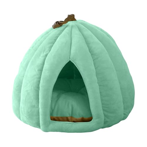 Fycakly Kürbis Katzenbett Halloween Kürbis für Katze vor dem Schlafengehen Halloween Hundebett Warmes Schlafbett Welpe für Katzen Kleine Hunde ​​ Hundebett kleine Rassen (Light Green, 35x35x30cm) von Fycakly