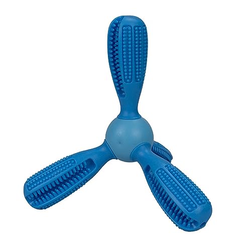 Fycakly Langlebiges TPR-Kauspielzeug für Hunde, interaktive Pflege geistige Anregung ​​ Zahnreinigender Kausnack mit Rillen​​ (Blue, 11x11x11) von Fycakly