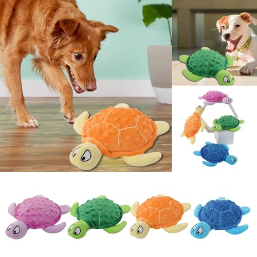 Fycakly Neue Hunde-Sound-Spielzeug-Schildkröte, 25 cm, Plüsch-Schildkröte, Begleiter, interaktive Puppe, Heimtierbedarf, geeignet für Starke Kauer Interaktives Haustierspielzeug (A, 25X20X4CM) von Fycakly
