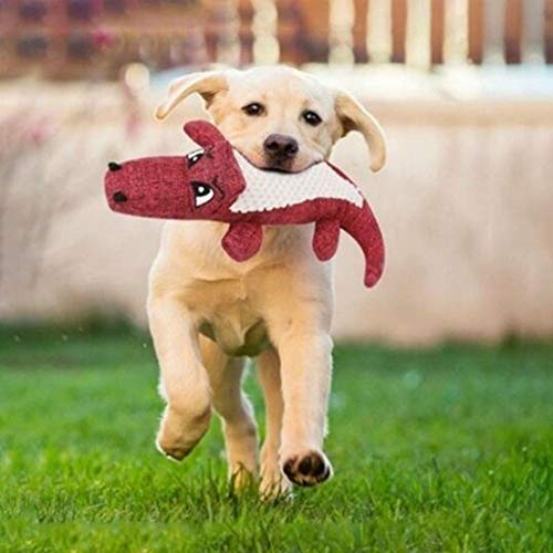 Fycakly Plüschtier Reinigungsspielzeug Tier Leinen Zähne Geräusche Hund Quietschendes Hund Haustier Haustier Hundespielzeug Katzenspielzeug (Red, One Size) von Fycakly