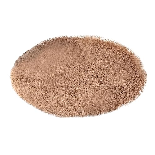 Fycakly Warme Winter-Haustiermatten für Katzen, Hundehütten, kleine mittelgroße Hunde, warme Decke, rund, Plüsch, gemütlich ​​ Katzenkissen mit Katzengras-Spielbereich​​ (Brown, One Size) von Fycakly