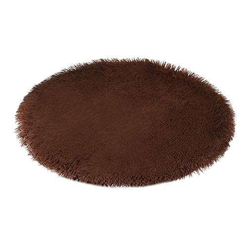 Fycakly Warme Winter-Haustiermatten für Katzen, Hundehütten, kleine mittelgroße Hunde, warme Decke, rund, Plüsch, gemütlich ​​ Katzenkissen mit Katzengras-Spielbereich​​ (Coffee, One Size) von Fycakly