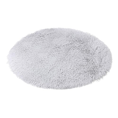 Fycakly Warme Winter-Haustiermatten für Katzen, Hundehütten, kleine mittelgroße Hunde, warme Decke, rund, Plüsch, gemütlich ​​ Katzenkissen mit Katzengras-Spielbereich​​ (Grey, One Size) von Fycakly