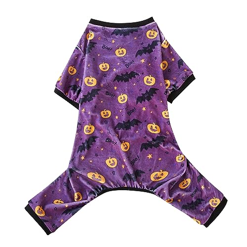 Halloween Haustier Kostüm Halloween Haustier Kleidung Cartoon Print Kleine Mittlere Bis Große Kürbis Hoodie Hund Vierbeinige Kleidung (Purple, L) von Fycakly