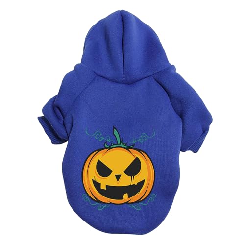 Halloween Katze Kostoum Halloween Kürbis Hundepullover Haustierpullover Haustierkleidung Teddy Hundekostüm (Blue, XXXL) von Fycakly