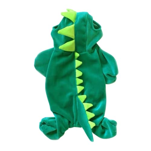 Halloween Katze Kostüme Halloween-Hundekleidung, elastisches Dinosaurier-Kostüm, Kristall-Samt, lässige Kleidung für kleine mittelgroße Hunde (Green, L) von Fycakly