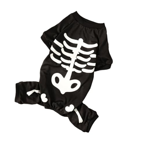 Halloween Katze Kostüme Neue Haustierkleidung für Hunde Halloween mit leuchtendem Skelettknochen, vierbeinig, geeignet für kleine und mittelgroße (Black, L) von Fycakly