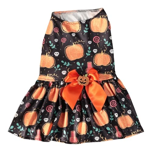 Halloween Katze Kostum 2024 Halloween Haustier Hund Kleidung M Agic Kürbis Lila Fledermaus Kleine Mittlere Hund Rock (Black, XL) von Fycakly
