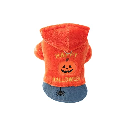 Halloween Katze Kostum Halloween-Haustierkostüm für Hunde und Katzen, strapazierfähige, kaubare Polyester-Haustierkleidung, Party-Outfit für drinnen und draußen (Orange, 30cm) von Fycakly