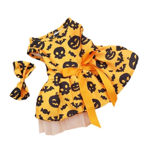 Halloween Kostüm Accessoires Halloween Kürbis Haustierkleid Hundekleid Teddykleid kleines Hundekleid Katzenprinzessinnenkleid (Orange, S) von Fycakly