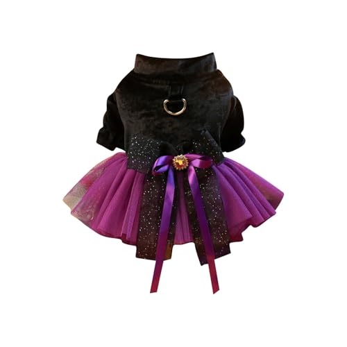Halloween Kostüm Hunde Haustierkleidung Hund Katze Hochzeitskleid Gothic Lolita Kostüm Süßes kleines Hexenkleid für Welpen Halloween Party Outfit (Purple, 25cm) von Fycakly