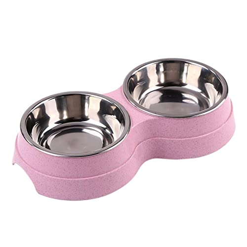 Hund Double Bowl Puppy Food Feeder Edelstahl Trinknapf Fütterung Zubehör Kleiner Hund Zubehör Edelstahl edelstahlbesteck (One Size) von Fycakly