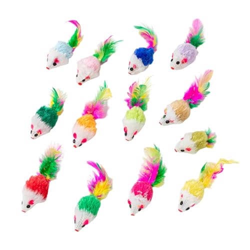 Hund Kauspielzeug Katzenspielzeug Buntes Spielzeug für Katzen mit Federschwanz Interaktives Katzenspielzeug für Hauskatzen (White, 10cm) von Fycakly