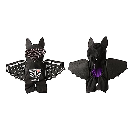 Fycakly Hunde Klamotten Halloween Haustier FFnny Fledermaus Verwandlung in eine Katze Hundefest Lustige Verwandlung in EIN Kostüm (Black, M) von Fycakly