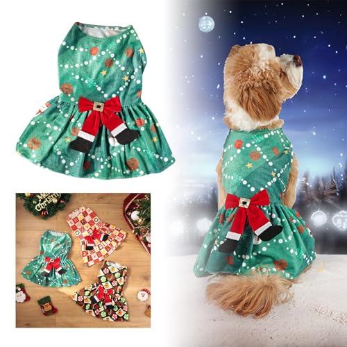 Fycakly Hunde Klamotten Haustierkleidung Hund Weihnachtsrock Farbe Weihnachtsrock Haustierkleidung Weihnachtskleid Haustier Weihnachtskleidung Hund Katze Weihnachtshaustierkleidung (C, XL) von Fycakly