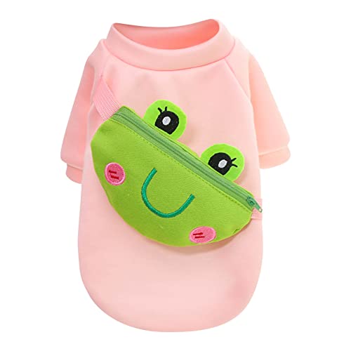 Fycakly Hunde Klamotten Hunde Katzen, Umhängetasche, Reißverschluss, süße Kleidung, Heimtierbedarf, Winter, gelber, Frosch, warm, Klagekleidung (XXL) von Fycakly