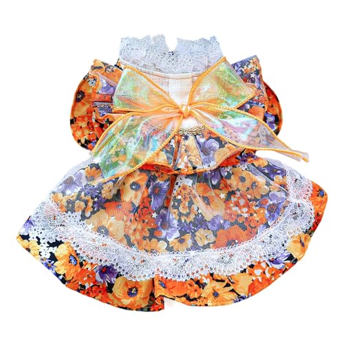 Fycakly Hunde Klamotten Mode Welpen Hund Rock Haustier Hund Spitze Kuchen Leibchen Tutu Kleid (Orange, S) von Fycakly