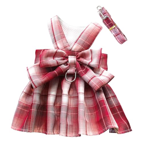 Hunde Kleidung für Kleine Hunde Haustier Plaid Rock Brustgurt Traktion Seil Walking Hund Katze Weste Kleidung liefert (D, L) von Fycakly