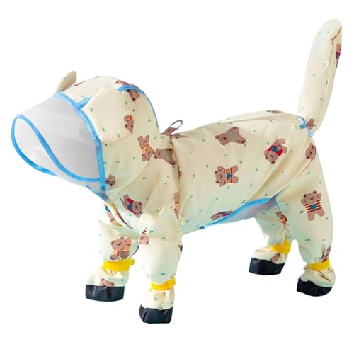 Hunde Kleidung für Kleine Hunde Regenmantel für kleine Hunde mit D-Ring, vollständig bedeckende Hunderegenjacke, Regenponcho für Hunde mit reflektierenden Streifen, Regenstiefel (Yellow, S) von Fycakly