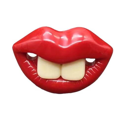 Hunde-Schnuller-Spielzeug, lustiger Hunde-Schnuller mit roten Lippen, Kauspielzeug aus Silikon | Zahnungs-weiche Mundpflege, beruhigender Haustier-Beißring für das Training, 1 (Red, 5.5x4cm) von Fycakly