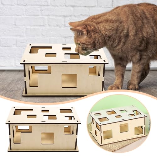 Hundebett Holz Katze Kratzbrett für Katze liefert abnehmbare Stuffiness Spielzeug tragen von Fycakly