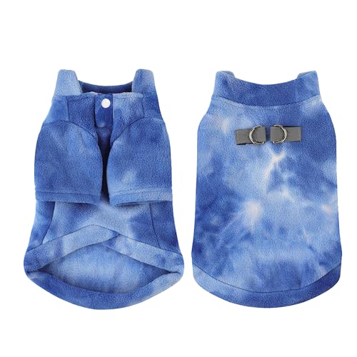 Hundekleid Batik-Hundepullover aus Fleece, reflektierende Welpenjacke, Wintermantel mit D-Ring-Leine, weiche Rollkragenweste aus Haustier-Fleece, Kleidung für kleine Hunde, Jungen und (I, 21x15 cm) von Fycakly