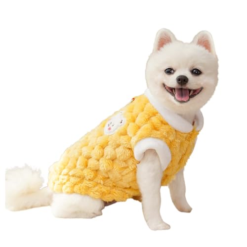 Fycakly Hundekleid Haustierkleidung für kleine Hunde, Winter-Hundehoodie Fleece mit Loch für das Geschirr, warme Herbstbekleidung für Welpen Spielzeugrassen (Yellow, S) von Fycakly