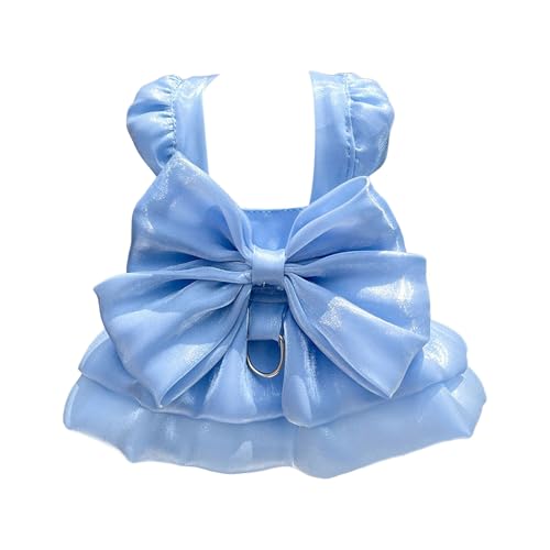 Hundekleid Hundekleid für kleine Hunde, Katzenschleifenkleid mit D-Ring, Hochzeitskleidung für Hundemädchen, süßer Welpen-Tutu-Rock, Sommerkostüm für Hunde, Haustier-Hochzeitskleid, (Blue, XXL) von Fycakly