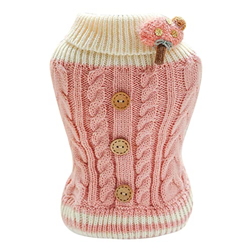 Fycakly Hundekleider Haustierkleidung Katzenkleidung Knopfpullover Winter Haustierkleidung Hündchenpullover (XS) von Fycakly