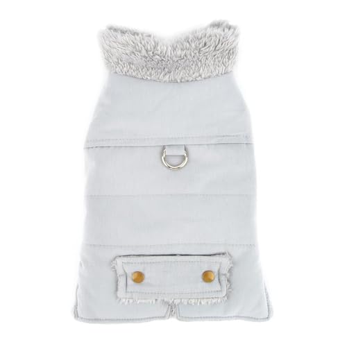 Hundekleider Hundejacken Mäntel für kleine Hunde, Fleece-gefüttert, Winterkleidung für Welpen mit Leinenring, Weste für kaltes Wetter, Jacken, Mantel, Chihuahua, Doggy, Toy Pudel, Haustier (Grey, XL) von Fycakly