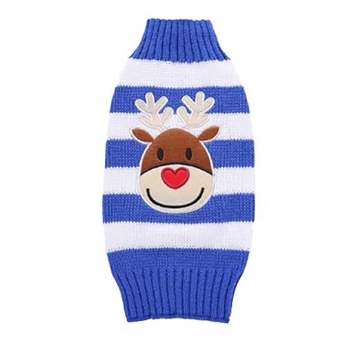 Fycakly Hundekleider Weihnachtsmotiv-Strickkleidung für große Hunde, warm und stilvoll für die Herbst- und Wintersaison (Blue, L) von Fycakly