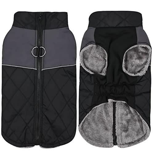 Fycakly Hundekleider wasserdichter Haustiermantel Winterwarmer Hundemantel für kleine mittelgroße Hunde (Black, M) von Fycakly
