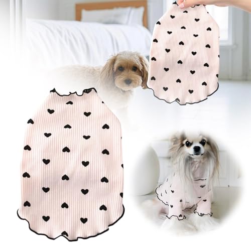 Hundekleidung Kleine Hunde Dünne Hundekleidung für Frühling und Sommer, für kleine Hunde und Katzen, süße Home-Base-Shirts, Westen, Teddybären, Herzen (E, 30cm) von Fycakly