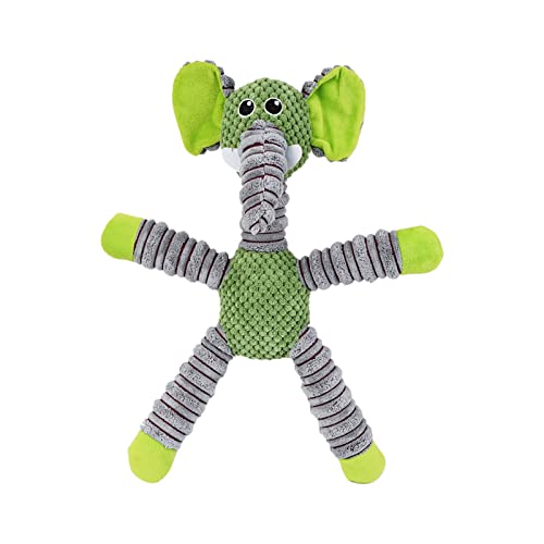 -Hundespielzeug Quietschendes interaktives Welpenspielzeug Elefantenförmiges Quietschen mit Krepppapier Langlebiges Kauspielzeug für kleine mittlere Hunde Kauspielzeug für Hunde ( Green, One Size) von Fycakly