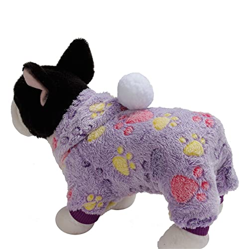 Kapuzen-Katzen- Haustier-Kleidung-Winter-Flanell-Fall-Hundehaustier-Kleidung Hundepullover täglich (Purple, S) von Fycakly