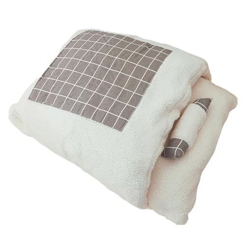 Katzenschlafsack, verdicktes Katzenbett, waschbar, weich, großer Katzensack, halbgeschlossener Haustierschlafsack für den Winter, für Hauskatzen und kleine ​​ Hundebett kleine ( Grey, One Size) von Fycakly