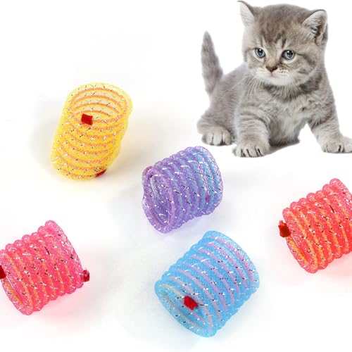Kauspielzeug Border Haustier Katzenspielzeug Bunte Katze Interaktive Federn Flexible Schläuche Drähte Elastische Federn (Purple, 4x3.5x3.5cm) von Fycakly