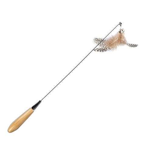 Kauspielzeug Welpe Interaktives Katzenspielzeug, Teaser-Zauberstab mit Federn für Indoor-Spielübungen Trainingsspielzeug für aktive Katzen (White, 49cm) von Fycakly