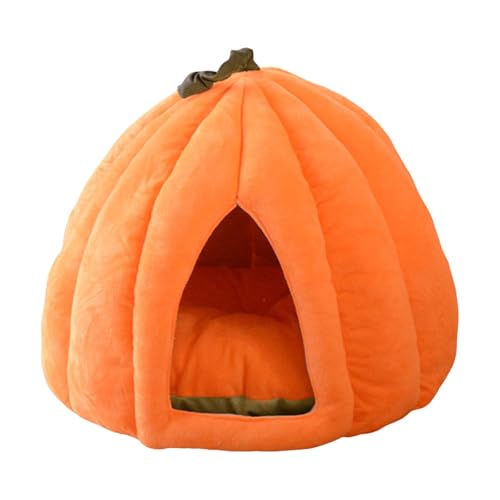 Kürbis Katzenbett Halloween Kürbis für Katze vor dem Schlafengehen Halloween Hundebett Warmes Schlafbett Welpe für Katzen Kleine Hunde ​​ Hundebett kleine Rassen ( Chihuahua ( Orange, 35x35x30cm) von Fycakly