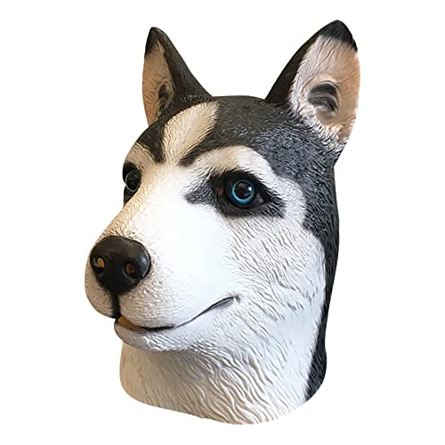 Lustige Masken Halloween Hundekopfbedeckung Hundekopf Tierkopfbedeckung Latex Kopfbedeckung*1St (Black, One Size) von Fycakly