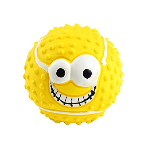 Quietschendes Hundespielzeug, weicher Latexkautschuk, quietschender Hundeball für kleine Welpen mittelgroße Hunde, langlebiges Hundequietschen, interaktives ​​ Zahnreinigender ( Yellow, One Size) von Fycakly