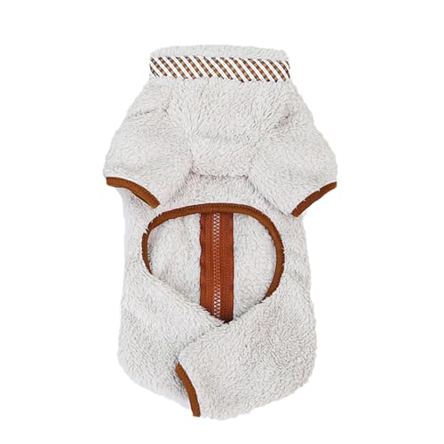 Shirts für Hunde Fleece-Hundemantel für kleine Hunde mit doppeltem D-Ring-Reißverschluss auf der Rückseite, Haustier-Overall, Welpen-Schlafanzug, Winter-Herbst, Chihuahua, Yorkie, (Beige, 31X23X2cm) von Fycakly