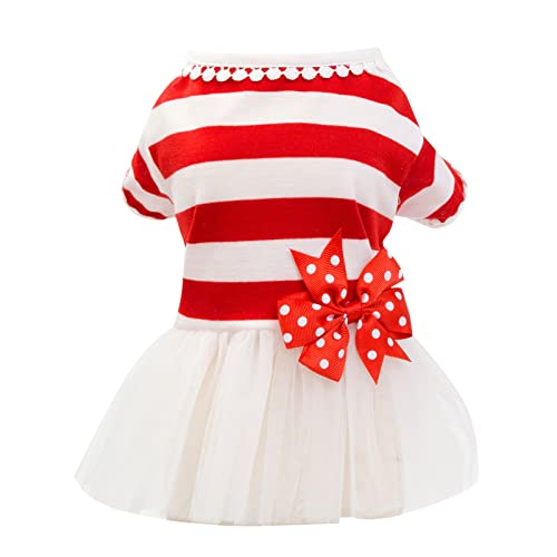 Shirts für Hunde PET-Hundekleid Frühling Sommer Tierkleidung Frühjahr Cute Tierbedarf (Red, S) von Fycakly
